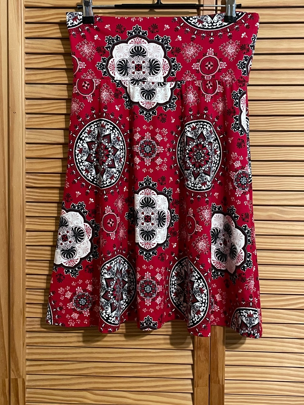 Colette Red and Black Printed A-Line Skirt - Women
